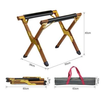 China Custom Portable Solid Wood Camping Shelf Fishing Raising Garden BBQ Folding Durable Cooler Rack Box Holder Shelf For Camping for sale