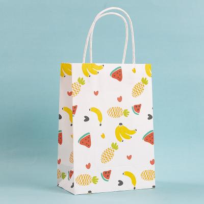 China Cute Recycled Materials Cartoon Paper Grocery Bag Environmental Protection Kraft Paper Fruit Handbag Tote Bag for sale