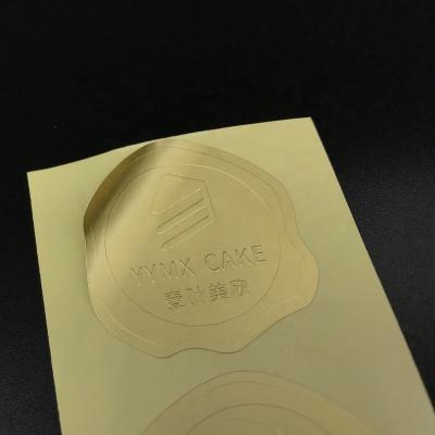 China waterproof dumb gold and silver foil relief sticker logo envelope invitation label concave convex non-dry offset printing for sale