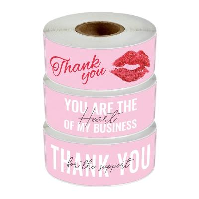 China Waterproof Pink Rectangular Sticker Gift Box Thank You Seal Self Adhesive Label Packaging Products for sale