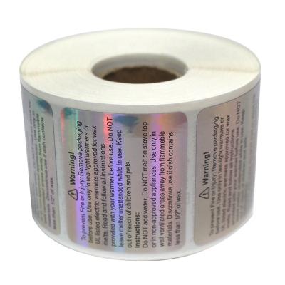 China Waterproof 1.5 Inch Around Laser Candle Warning Sticker Can Container Label Wax Melt Waterproof Sticker Self Adhesive Label for sale