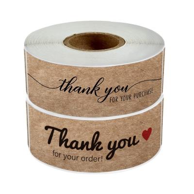 China Waterproof Thank You For Your Order Kraft Paper Sticker Rectangular Sealing Sticker Thank You Sticker for sale