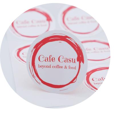 China Eco Friendly Custom Mug Logo Printing Waterproof Round Sticker for sale