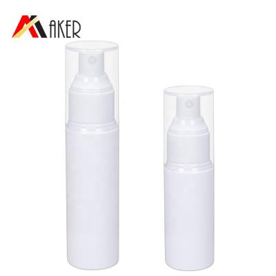 China BEAUTY PACKAGING PET Plastic Round 30ml 50ml White Screen Printing 75ml 24mm Cylinder Cosmetic Face Fine Mist Spray Bottles for sale