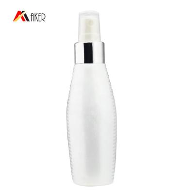 China BEAUTY PACKAGE Luxury PET 100ml White Cosmetic Facial Toner Plastic Spray Bottle With Anodized Aluminum Sprayer for sale