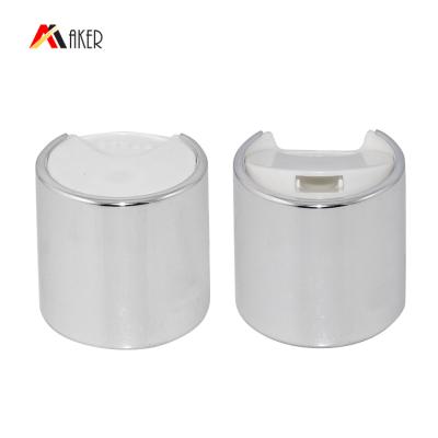 China Non Spill 28/410 Silver Aluminum Bottle Disc Caps For Cosmetic Plastic Bottle for sale