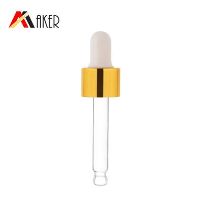 China Wholesale Non Spill 18mm Gold Dropper Aluminum Covered Cap For Essential Oil Cosmetic Glass Bottle for sale