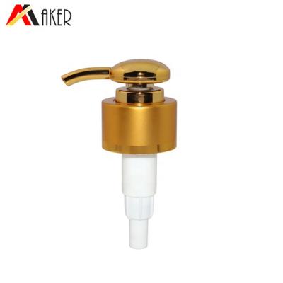 China Non Spill 28/410 Luxury Gold Wholesale Foil Covered Plastic Lotion Dispenser Pump Caps for sale