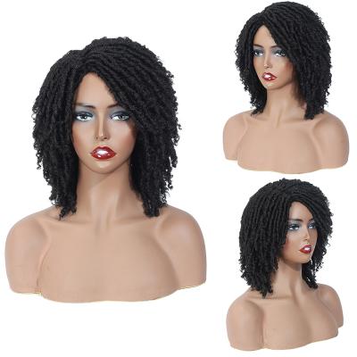 China African short dreadlocks wig faux locs crochet curly hair wigs 2022 hd hot sale braided lace front short synthetic hair wigs for black women for sale