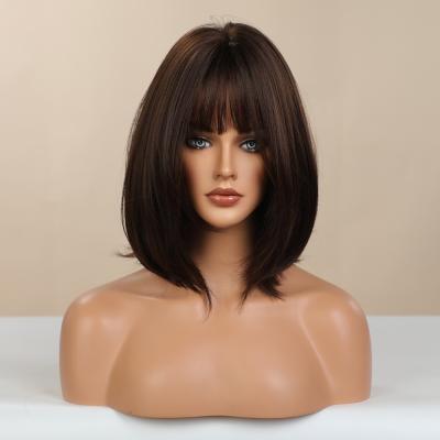 China Daily Use Factory Direct Sales Low Cost Heat Resistant Silky Straight Short Lead Lace Front Wigs Hair for sale