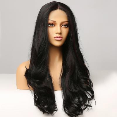 China High Quality Natural Long Lace Front Curly Body Wave Wig Heat Resistant Synthetic Wigs Professional Production for sale