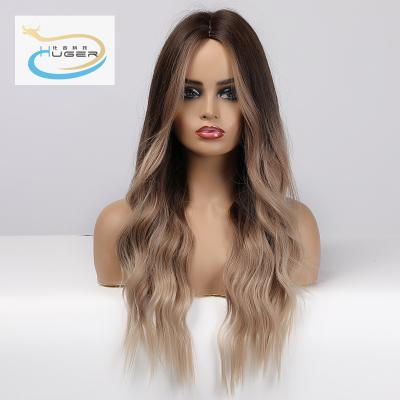 China Wholesale ex-factory price natural wavy middle split long brown natural wavy human hair lace frontal gradient wigs hd for sale