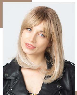 China 2021 Latest Bob Style Wholesale Curly With Bangs Lead Blonde Lace Front Wig for sale