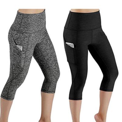 China Best Women Antibacterial High Waist Leggings Custom Sublimation Sport Yoga Pants Capri Leggings With Pocket for sale