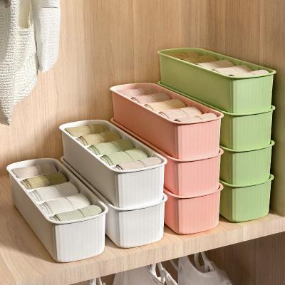 China Household Wardrobe Underwear Storage Box Plastic 5 Compartment Storage Jars Storage Box Panties Storage Box for sale