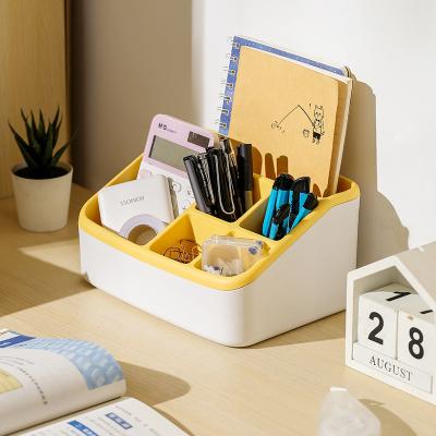 China Multifunctional Storage Box Stocked Grids Kids Stationery Pen Holder Set Desktop Organizer for sale