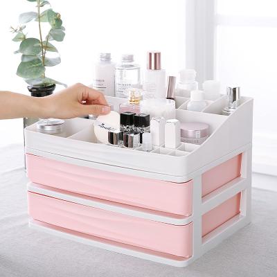 China Household Makeup Organizer Multi Layer Desktop Drawer Box Hot Selling Plastic Storage Cabinet for sale