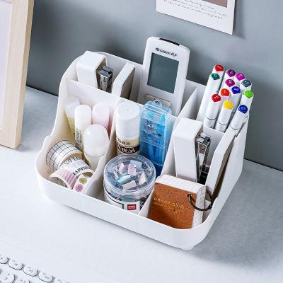 China Stocked 2022 Wholesale Hot Selling Factory Household Desktop 6 Grids Divided Plastic Desktop Sundries Storage Box For Office for sale