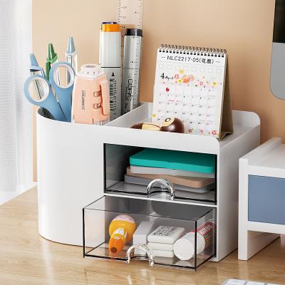 China Office Desktop Organizer Stocked Organizer With Sticky Pencil Holders Note Tray Paperclip Storage Office Stationery Supplies Organizer for sale