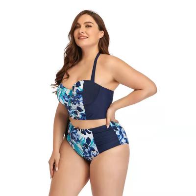 China Trend plus size fashion plus size fat women's swimwear high waist swimwear for sale