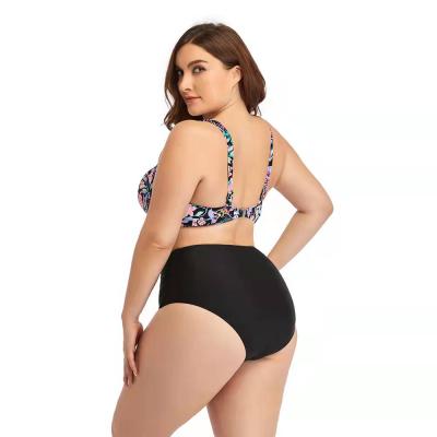 China Plus Size 2022 New High Waist Swimsuit Printed Bikini Set Big Split Swimsuit Two Piece Set for sale