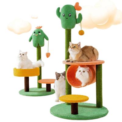 China Stocked Custom Wholesale Cute Pet Cats Climb Scractching Post Cactus Cat Tree for sale