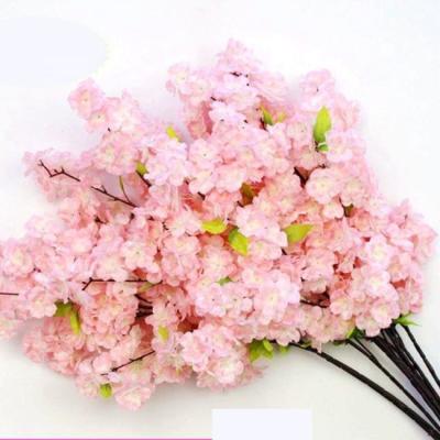 China Wedding Celebration DIY Artificial Tree Flowers Cherry Blossom Branches With Leaf For Wedding Decoration for sale