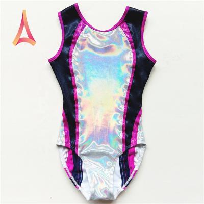 China 4-Way Midweight Color-block Girls Spandex Gymnastics Flattering Dancer Tights With Contrast Piping for sale