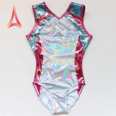 China Medium Custom Metallic Gymnastics Ombre Spandex Group Highlight Body Stretch 4-Way Weight Sleeveless Dancer Tights For Girls for sale