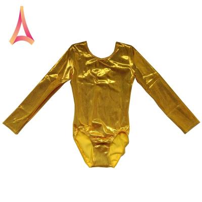 China Shiny 4-Way Quality Long Sleeve Girls Gymnastics Plain Leotard Tights for sale