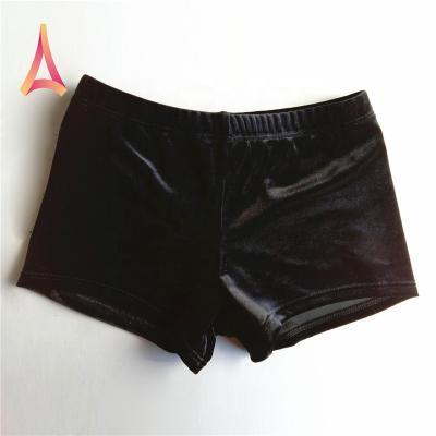 China 4-Way Stretch Mid Weigh Black Velvet Girls Black Gymnastics Shorts for sale