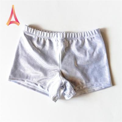 China 4-Way Stretch Mid Weigh Silver Mystic Girls Gymnastics Shorts for sale