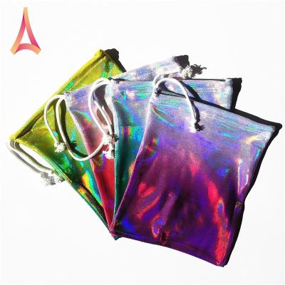 China Custom Shiny Stretch 4-Way Drawstring Bag Handle Bag for sale