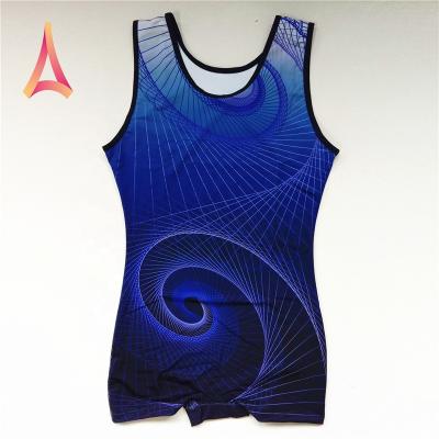 China 4-Way Stretch Medium Weight Printed Boys Dancer Tights Gymnastics Competition Leotard With Short Legs for sale