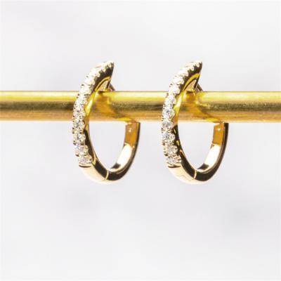 China High Quality Hot Selling Classic Elegant Custom Classic Jewelry 18k Fine Yellow Gold Natural Diamond Small Hoop Earrings for sale