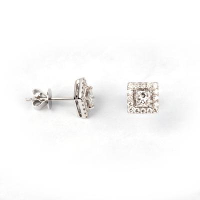 China Fine White Gold Diamond Prince Cut Stud Earrings Natural Jewelry 18k Fashion Timeless Fashion Custom Classic Hot Sale for sale