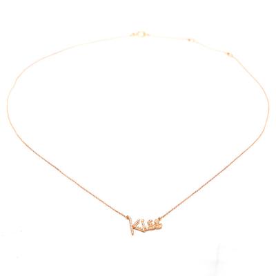 China FASHIONABLE Hot Sale OEM Fashion Fine Jewelry 18k Rose Gold Natural Diamond Kiss Necklace For Daily Wear for sale