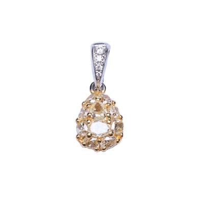 China Geometric Outstanding Radiance Classic Drop Shape 18K Yellow White Gold Yellow Diamond Pendant For Women for sale