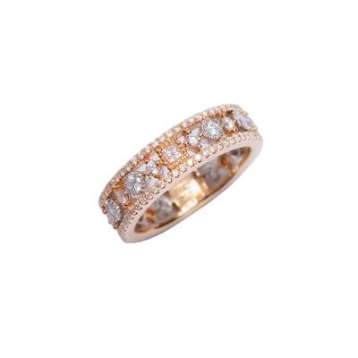 China Simplicity 18K Rose Gold Timeless White Princess Diamond Milgrain Band Two Tone Ring Classic Fashionable Precious Daily Wear For Women for sale