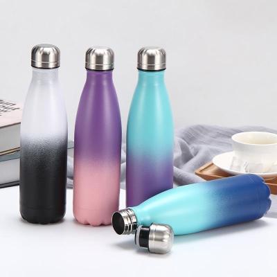 China Viable no moq wall stainless steel cola shape water bottle vacuum flask triple copper insulated water bottle with powder coating for sale