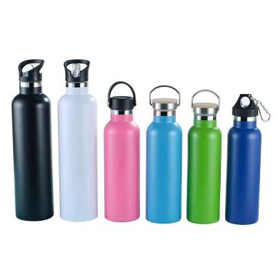 China Viable NO MOQ Double Wall Thermos Stainless Steel Insulated Water Bottle Bamboo Lid for sale