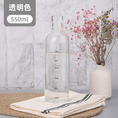 China Viable No MOQ High Borosilicate New Custom Glass Water Bottle With Time And Sleeve for sale