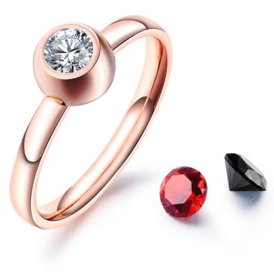 China Amazon FASHION Best Selling Simple Titanium Steel Ring Deyuan V0 Lady Stainless Steel Zircon Gemstone Replaceable Woman Ring for sale