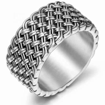 China BOHEMIA Amazon Best Selling Stainless Steel Braid Ring Man Bulky Roman Weave Thumb Ring Bohemia Fashion Boy Wide Band Deyuan 26Q for sale