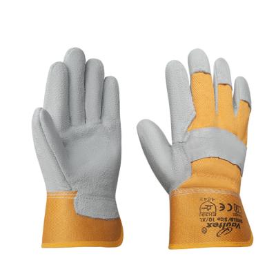 China Work Protection Vaultex Cut Palm Resistant Comfortable Heavy Duty Cow Grain Leather Reinforce Working Gloves Safety Construction for sale