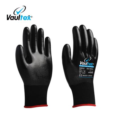 China Work Protection Custom Logo 8 Mil Heavy Duty Industrial Nitrile Coated Gloves Touch Screen Nitrile Gloves Powder Defensive Stance Work Gloves for sale