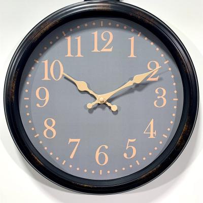 China Antique style 16 inch antique items rust antique plastic wall clock quartz factory supplier good quality for sale