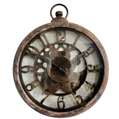 China Hot Sale Antique Luxury Rustic Decor Light Style Old Style Retro Round Shape China Factory Direct 3D Antique Wall Clock for sale