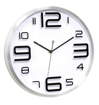 China Farmhouse Home Decor 12 Inch Metal Aluminum Wall Clock Round Modern Time Items for sale