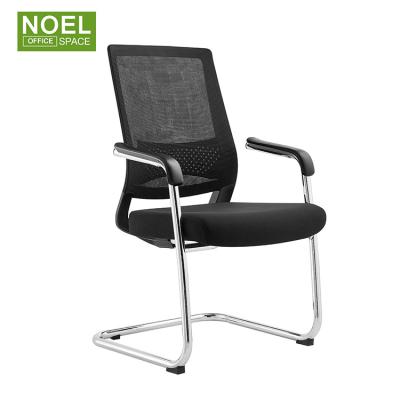 China Wholesale Cheap Modern Ergonomic Office Visitor Back Mesh Fabric Chair No Wheel Training Cooling Chair for sale